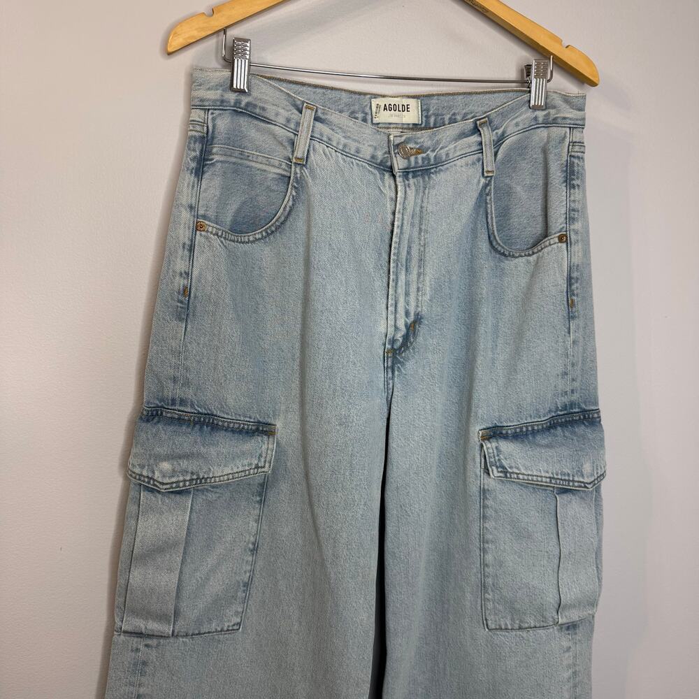 AGOLDE Wide-leg Stonewashed High Rise Jeans Cargo Relaxed Women's 30 - Picture 6 of 14